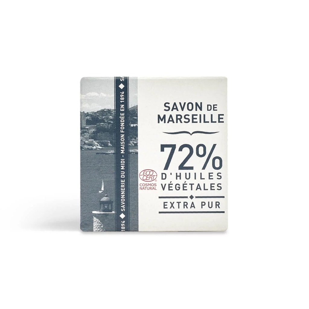 Cube de savon de Marseille EXTRA PUR – 100g – En boite – COSMOS NATURAL – dès la naissance