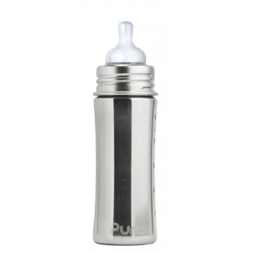 Evolutieve RVS Fles Pura - Speen met gemiddeld debiet 3m+ - 325ml (verschillende kleuren) - vanaf 3 maanden