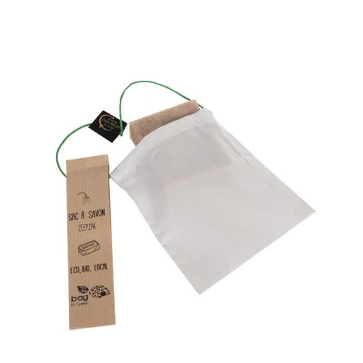 Sac à savon en lin naturel blanc - vrac - 10 x 12 cm - dès 3 ans